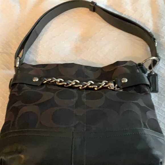 Coach Handbags - Coach Signature Leather Sateen Black F1173-F18862 Shoulder Handbag